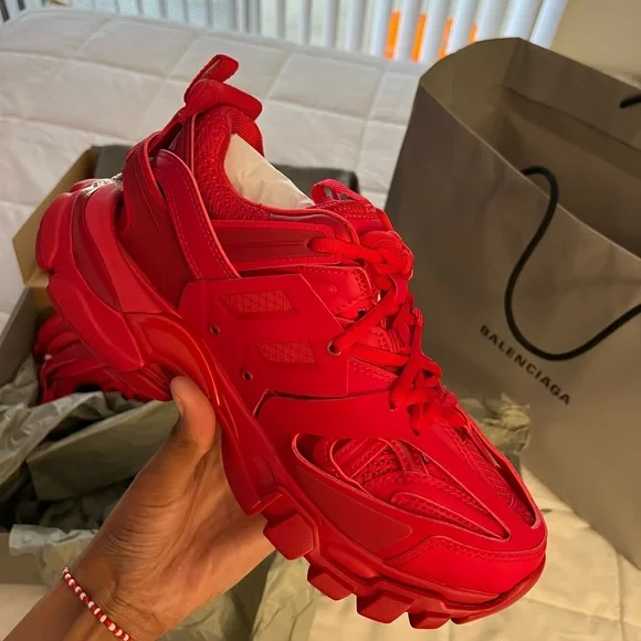 関税込【BALENCIAGA】Track スニーカー Red Balenciaga Track Faded Washed Sneakers Men's Size 42 EU/ 9